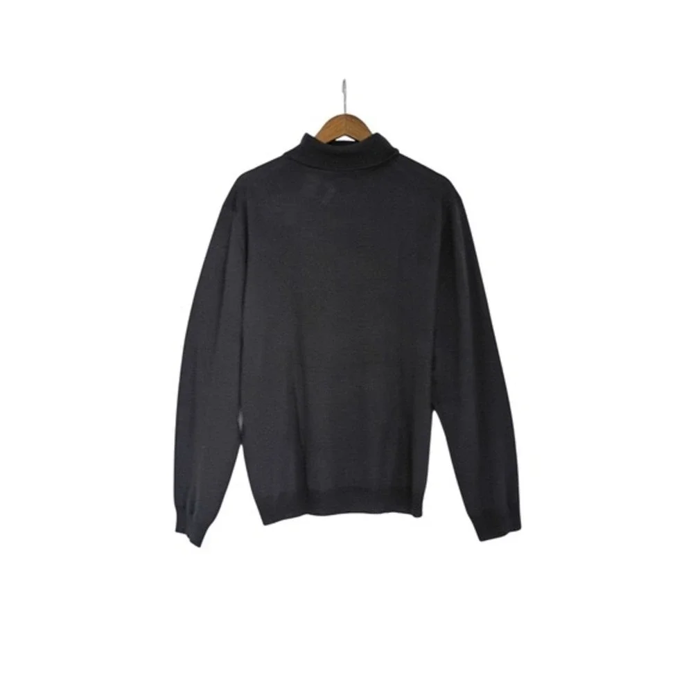 Banana Republic Extra Fine Italian Merino Wool Turtleneck Sweater Men XL Dk Grey